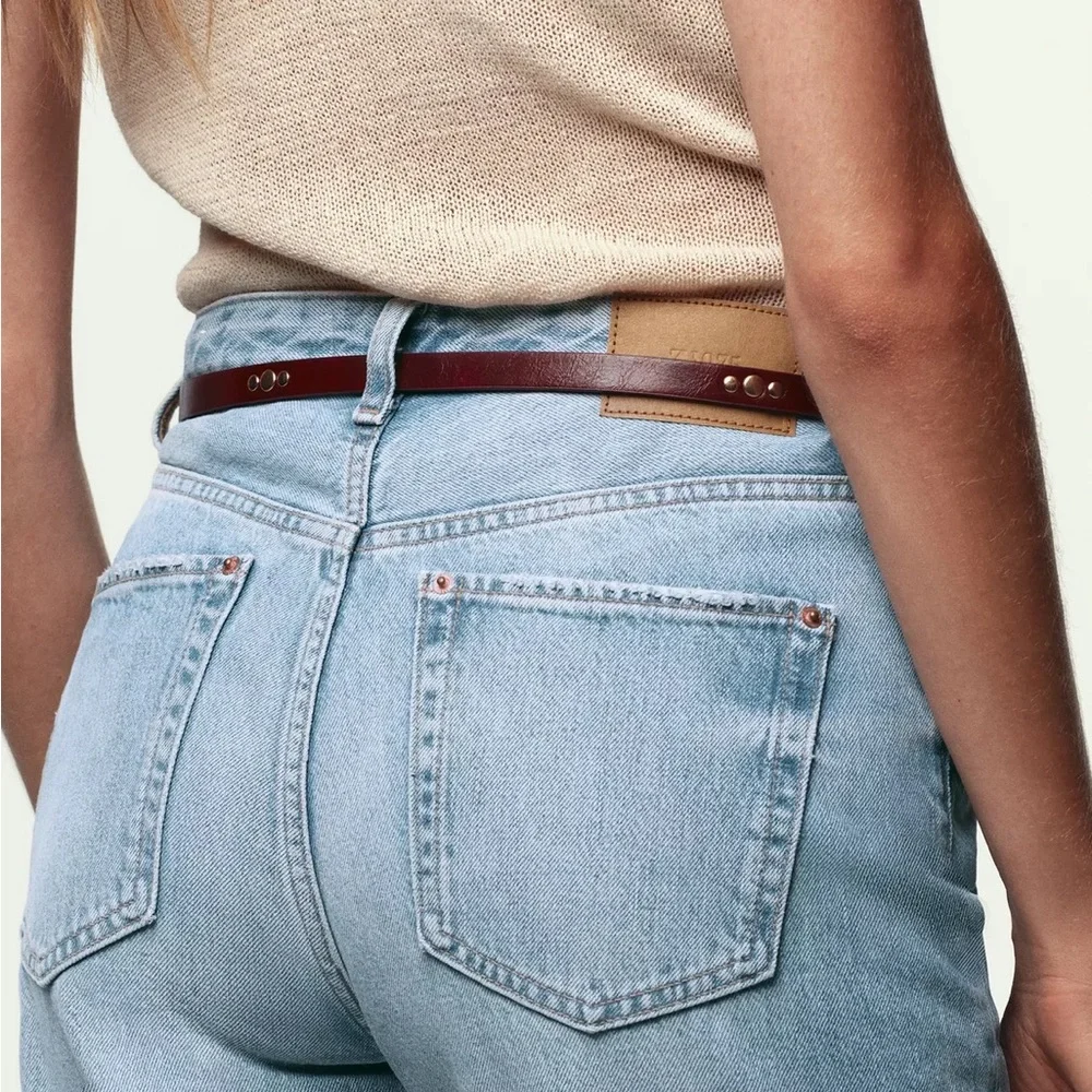 ZARA Faux Leather Belt With Studs